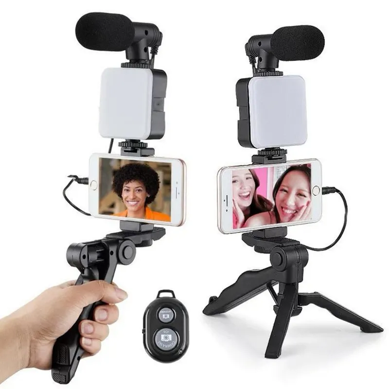 Kit Youtuber Tripe Vlog Live Suporte Celular Led com Microfone Fazer...