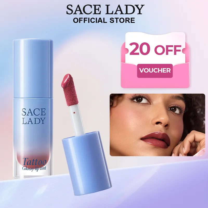 Gloss Labial Brilhante SACE LADY Não Pegajoso 16H Sem Transferência Brilho Vítreo